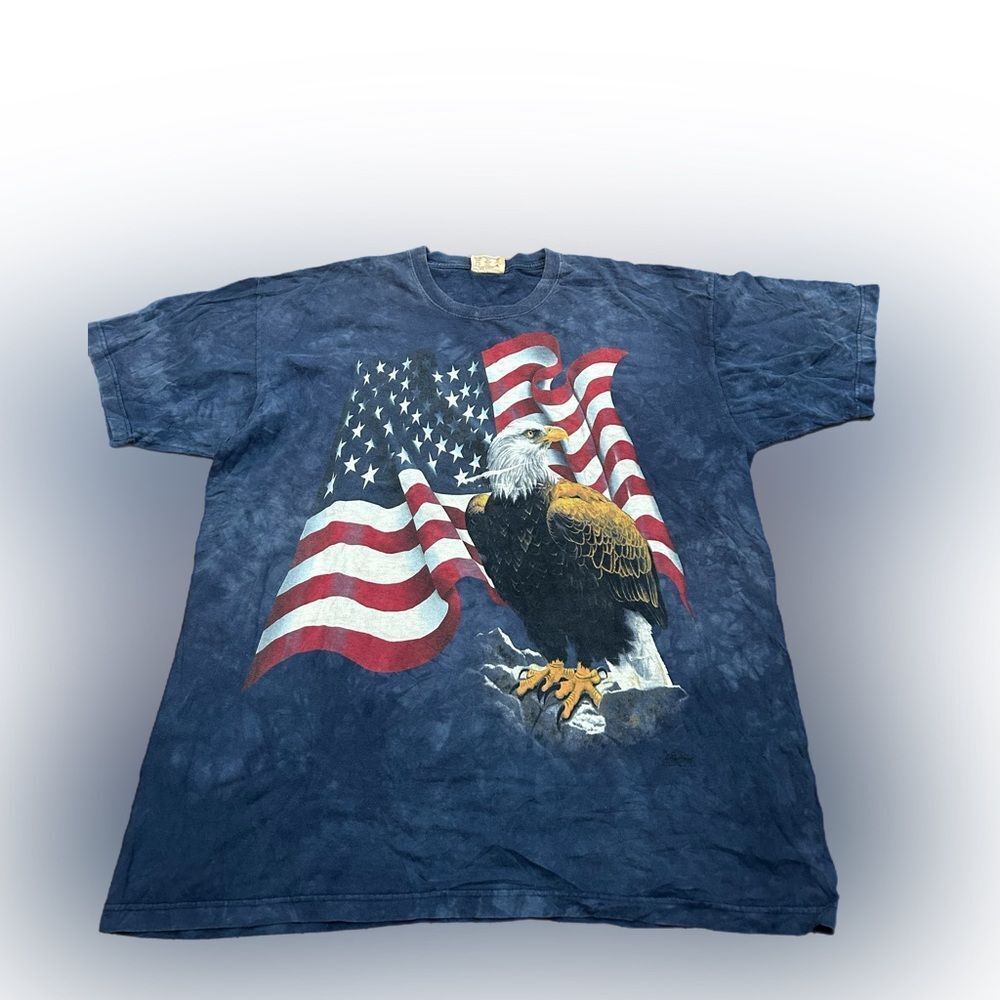 Vintage The Mountain Bald Eagle American Flag Patriotic T-shirt